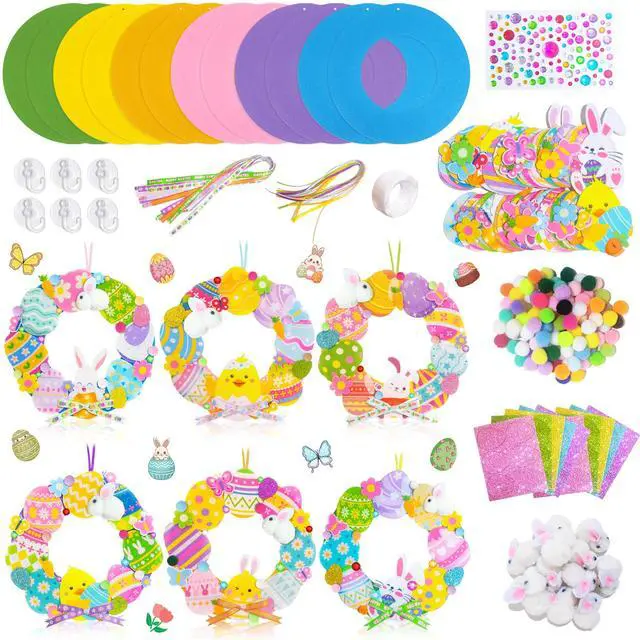 Main image of 12 Set Easter Wreath Craft Kits, Easter Wreath Signs Decorations DIY Easter Bunny Wreaths for Easter Crafts Easter Party Decorations Easter Bunny Surprises