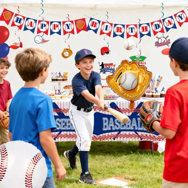 Alt view image 6 of 7 - Baseball Party Decorations, 118pcs Baseball Birthday Decorations Set Include Baseball Cupcake Toppers Balloons Hanging Swirls Tablecloth etc Baseball Themed Party Decorations for Sports Party