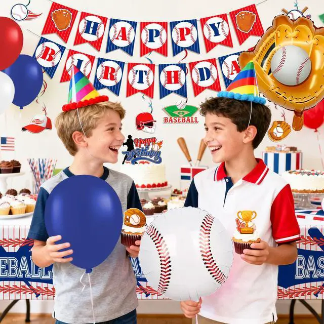Alt view image 7 of 7 - Baseball Party Decorations, 118pcs Baseball Birthday Decorations Set Include Baseball Cupcake Toppers Balloons Hanging Swirls Tablecloth etc Baseball Themed Party Decorations for Sports Party