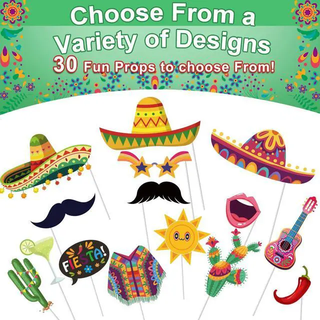 Alt view image 2 of 6 - Mexican Party Decorations, 30 Pcs Cinco De Mayo Taco Photo Booth Props Mexican Party Photo Booth Props for Mexican Fiesta Party Decorations Supplies