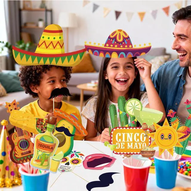 Alt view image 6 of 6 - Mexican Party Decorations, 30 Pcs Cinco De Mayo Taco Photo Booth Props Mexican Party Photo Booth Props for Mexican Fiesta Party Decorations Supplies