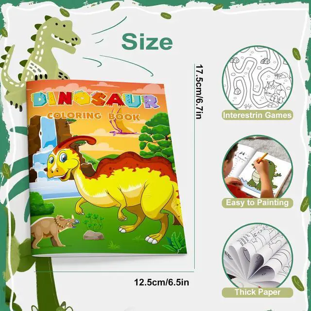 Alt view image 3 of 7 - 24 Pcs Dinosaur Mini Coloring Books, Dinosaur Coloring Book Bulk with 12 Colorful Pencils, Dino Coloring Book for Dinosaur Birthday Decorations Supplies Dinosaur Party Favors Fillers