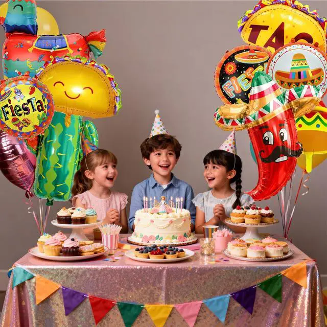 Alt view image 6 of 6 - Mexican Fiesta Decorations for Fiesta Party Decorations, 10pcs Mexican Foil Balloons Mexican Fiesta Balloons Mexican Theme Balloons for Cinco De Mayo Decorations Taco Party Decorations