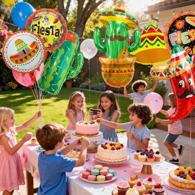 Alt view image 5 of 6 - Mexican Fiesta Decorations for Fiesta Party Decorations, 10pcs Mexican Foil Balloons Mexican Fiesta Balloons Mexican Theme Balloons for Cinco De Mayo Decorations Taco Party Decorations