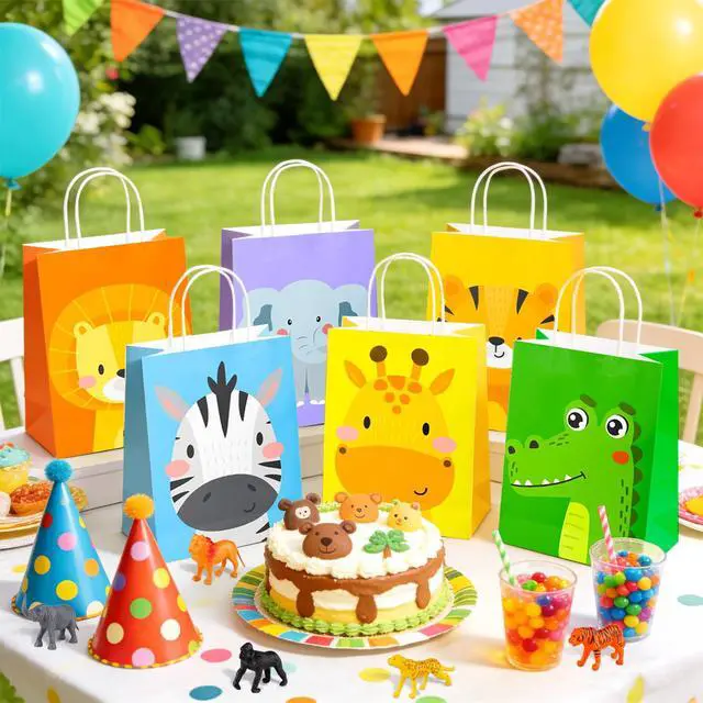 Alt view image 5 of 6 - 108 Pcs Jungle Safari Party Favors Supplies Kit Includes Jungle Animal Party Favors Bags Stickers Stampers Keychain etc Jungle Safari Birthday Decorations