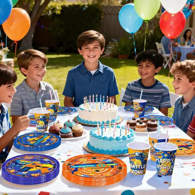 Alt view image 6 of 6 - 168 Pcs Dart War Birthday Party Tableware, 24 Guests Dart War Party Tableware Set Including Darts Battle Birthday Plates Napkins Paper Cups for Darts Battle Birthday Party Decorations Supplies