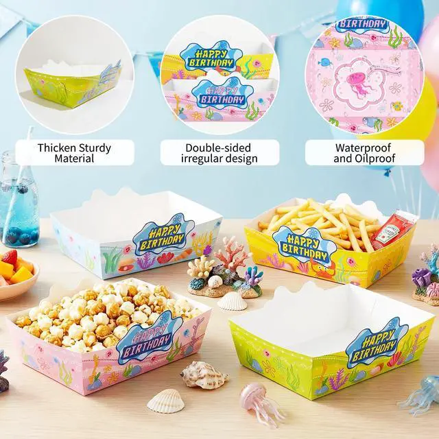 Alt view image 5 of 7 - Cartoon Sponge Party Supplies, 32 Pcs Sponge Themed Paper Food Trays Sponge Themed Serving Tray Nacho Trays Cartoon Sponge Party Paper Trays for Cartoon Sponge Party Decoration