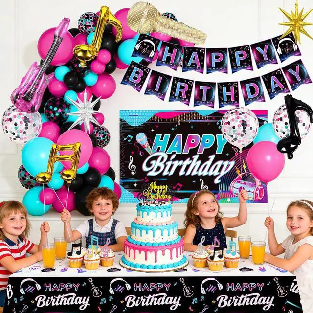 Alt view image 6 of 6 - Music Party Supplies, 78 Pcs Music Birthday Party Decorations Set Including Music Birthday Banner Balloons Cake Topper Music Note Foil Balloon etc Music Party Theme Birthday Decorations