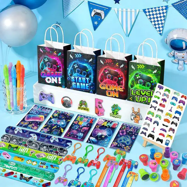 Alt view image 6 of 7 - Video Game Party Favors, 146 Pcs Gamer Party Favors Set Includes Gamer Goodie Bags Slap Bracelets Bubble Wand etc Gaming Theme Birthday Party Favors for Gamer Party Supplies
