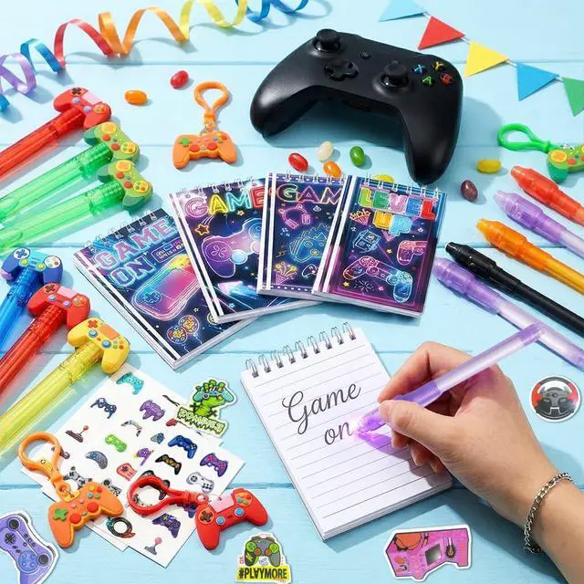 Alt view image 7 of 7 - Video Game Party Favors, 146 Pcs Gamer Party Favors Set Includes Gamer Goodie Bags Slap Bracelets Bubble Wand etc Gaming Theme Birthday Party Favors for Gamer Party Supplies