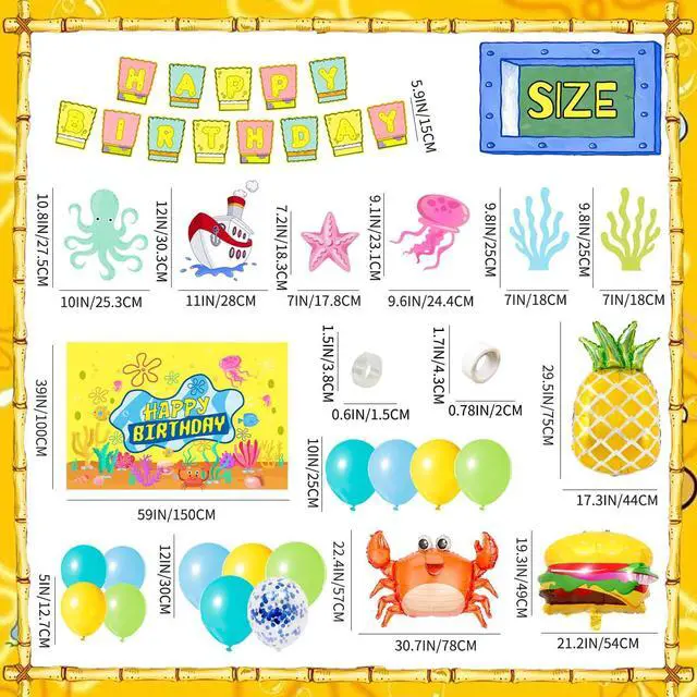 Alt view image 3 of 7 - Cartoon Sponge Balloon Arch Kit, 110 Pcs Cartoon Sponge Balloons Garland Arch Kit Includes Cartoon Sponge Birthday Banner Balloons Backdrop Cartoon Sponge Themed Card etc Sponge Birthday Decorations