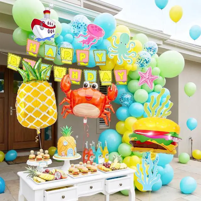 Alt view image 4 of 7 - Cartoon Sponge Balloon Arch Kit, 110 Pcs Cartoon Sponge Balloons Garland Arch Kit Includes Cartoon Sponge Birthday Banner Balloons Backdrop Cartoon Sponge Themed Card etc Sponge Birthday Decorations