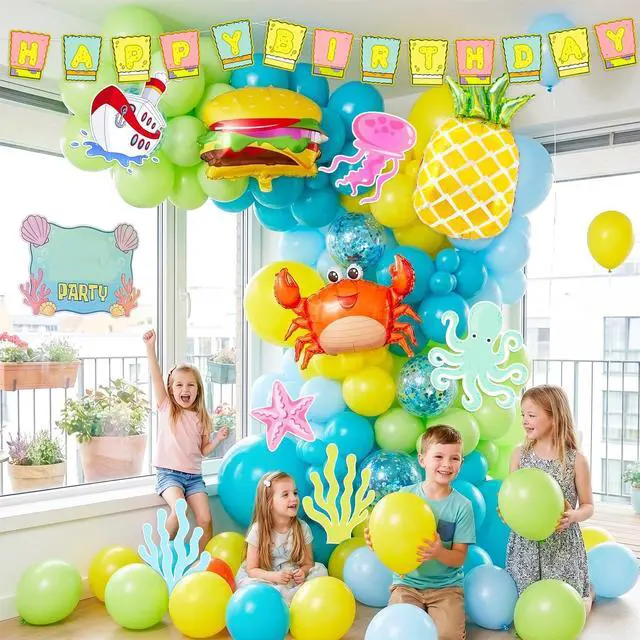 Alt view image 7 of 7 - Cartoon Sponge Balloon Arch Kit, 110 Pcs Cartoon Sponge Balloons Garland Arch Kit Includes Cartoon Sponge Birthday Banner Balloons Backdrop Cartoon Sponge Themed Card etc Sponge Birthday Decorations