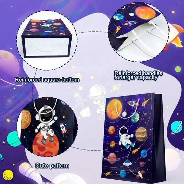 Alt view image 3 of 6 - Space Goodie Bags, 24 Pcs Space Party Favor Bags Set - Space Party Bags, Outer Space Treat Bags & Space Gift Bags for Space Birthday Party Decorations/Space Themed Party Decorations