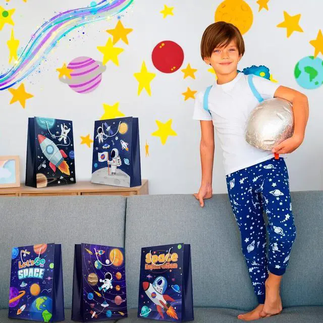Alt view image 4 of 6 - Space Goodie Bags, 24 Pcs Space Party Favor Bags Set - Space Party Bags, Outer Space Treat Bags & Space Gift Bags for Space Birthday Party Decorations/Space Themed Party Decorations