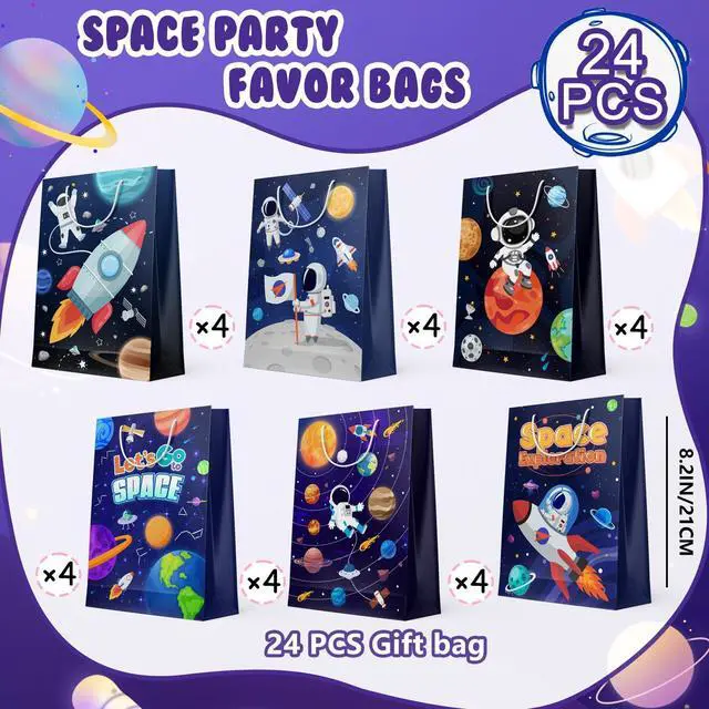 Alt view image 2 of 6 - Space Goodie Bags, 24 Pcs Space Party Favor Bags Set - Space Party Bags, Outer Space Treat Bags & Space Gift Bags for Space Birthday Party Decorations/Space Themed Party Decorations