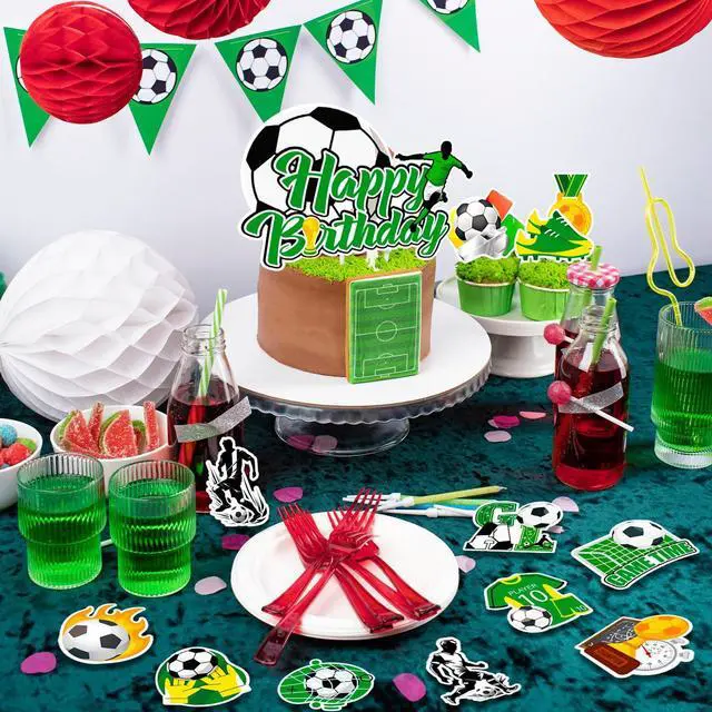 Alt view image 3 of 6 - 13 Pcs Soccer Cake Topper Set - Soccer Cupcake Toppers + Soccer Ball Cake Topper/Soccer Birthday Cake Topper, Soccer Party Cake Topper for Soccer Birthday Party Decorations