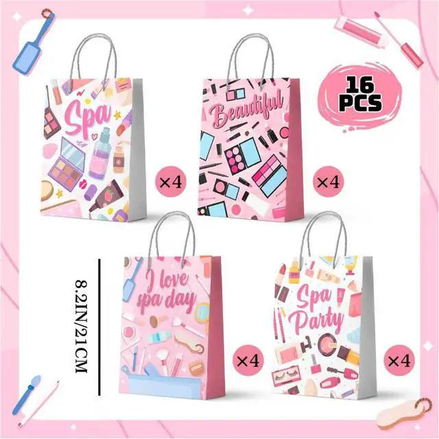 Alt view image 2 of 6 - Spa Party Favor Bags, 16 Pcs Spa Party Gift Bags Spa Party Goodie Bags Spa Party Bags for Makeup Party Decorations, Spa Theme Party Bags for Spa Birthday Party Decorations