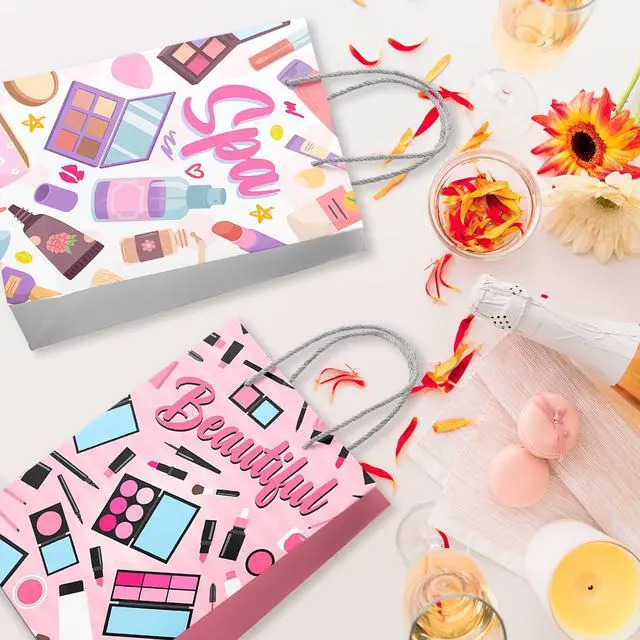 Alt view image 6 of 6 - Spa Party Favor Bags, 16 Pcs Spa Party Gift Bags Spa Party Goodie Bags Spa Party Bags for Makeup Party Decorations, Spa Theme Party Bags for Spa Birthday Party Decorations