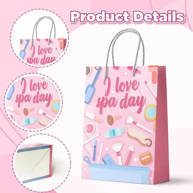 Alt view image 3 of 6 - Spa Party Favor Bags, 16 Pcs Spa Party Gift Bags Spa Party Goodie Bags Spa Party Bags for Makeup Party Decorations, Spa Theme Party Bags for Spa Birthday Party Decorations