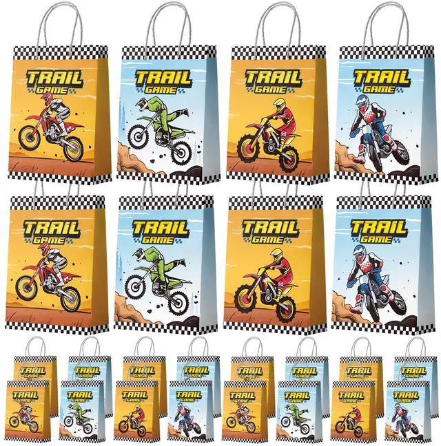 Main image of Dirt Bike Party Favor Bags, 24 Pcs Dirt Bike Party Bags Set Motorcycle Themed Party Favor Bags, Dirt Bike Party Gift Treat Bags Goodie Bags for Dirt Bike Birthday Party Decorations