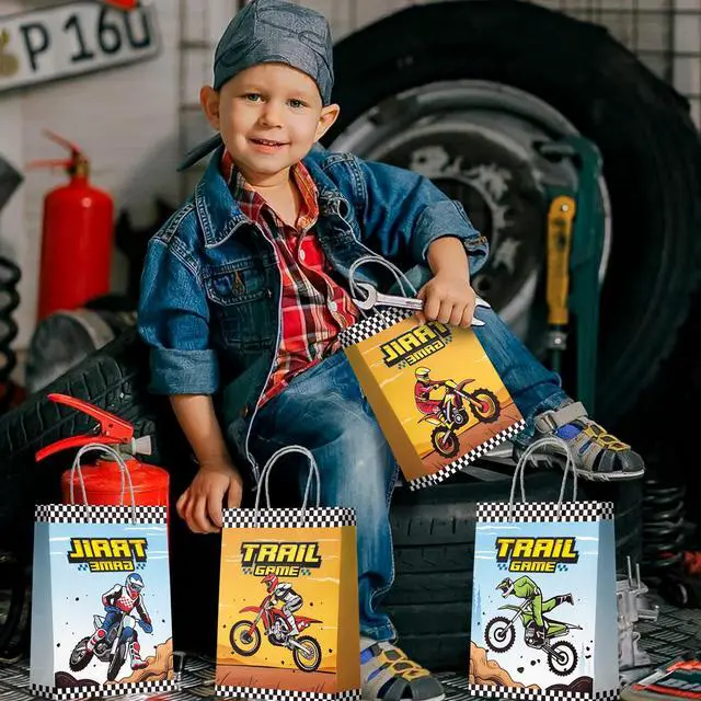 Alt view image 3 of 6 - Dirt Bike Party Favor Bags, 24 Pcs Dirt Bike Party Bags Set Motorcycle Themed Party Favor Bags, Dirt Bike Party Gift Treat Bags Goodie Bags for Dirt Bike Birthday Party Decorations