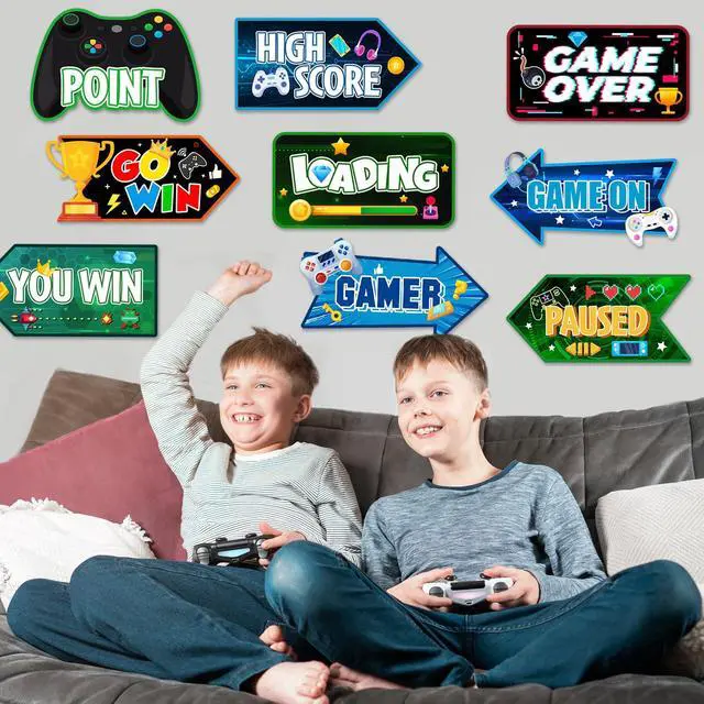 Alt view image 4 of 6 - Video Game Party Sign, 20 Pcs Video Game Welcome Signs, Video Game Yard Signs & Game Party Themed Directional Signs, for Video Game Birthday Decorations & Video Game Party Decorations