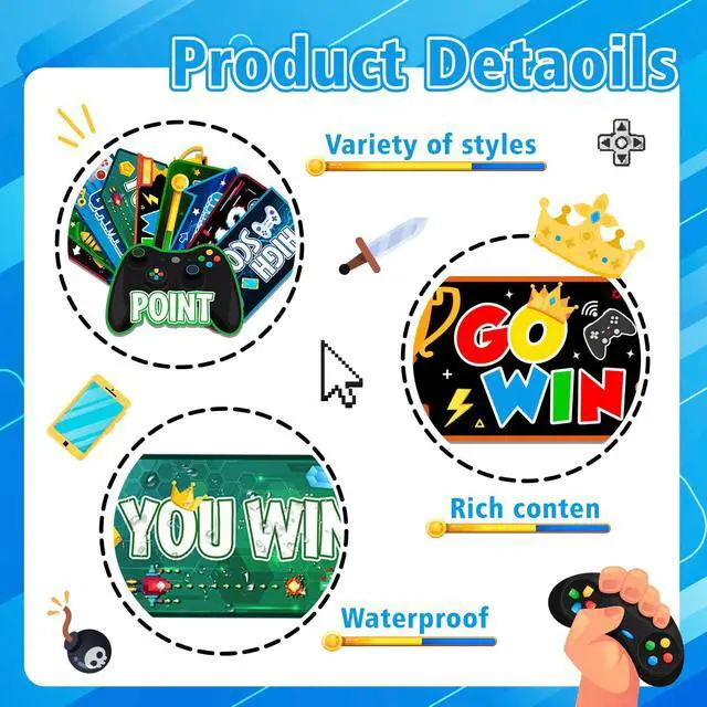 Alt view image 5 of 6 - Video Game Party Sign, 20 Pcs Video Game Welcome Signs, Video Game Yard Signs & Game Party Themed Directional Signs, for Video Game Birthday Decorations & Video Game Party Decorations