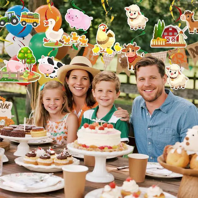 Alt view image 5 of 6 - 20 Pcs Farm Animal Party Hanging Swirl Decorations, Barnyard Birthday Party Supplies Farm Hanging Foil Swirls Ceiling Decor for Animal Birthday Decoration Supplies