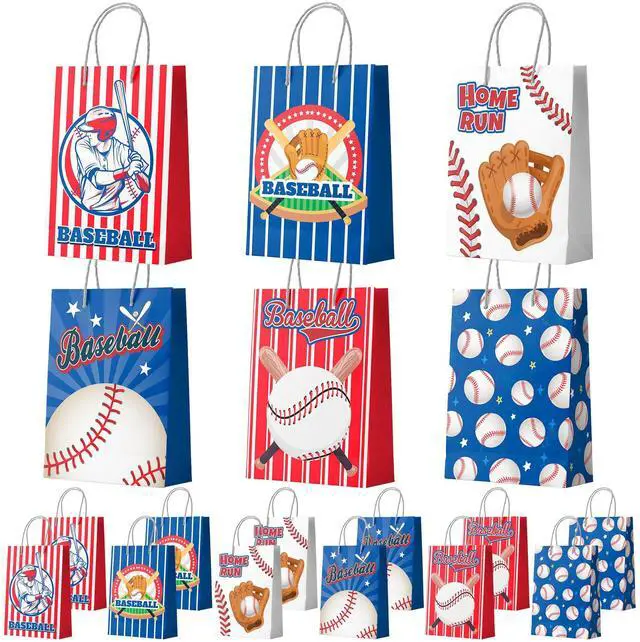 Main image of Baseball Gift Bags, 24 Pcs Baseball Party Favor Bags Party Favor Goody Treat Candy Bag Baseball Pattern Gift Bag