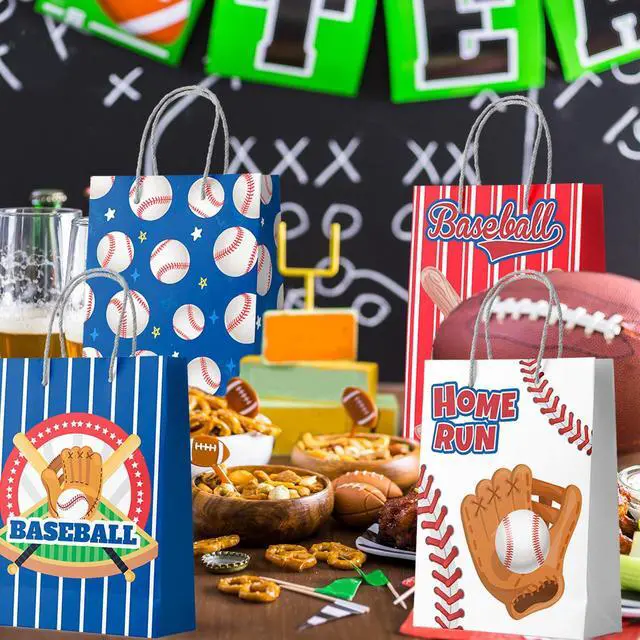Alt view image 4 of 6 - Baseball Gift Bags, 24 Pcs Baseball Party Favor Bags Party Favor Goody Treat Candy Bag Baseball Pattern Gift Bag