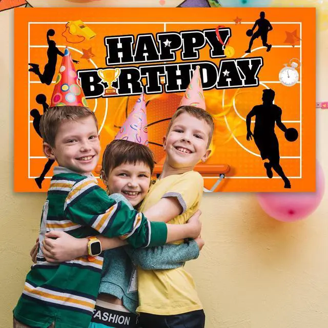 Alt view image 5 of 7 - 71''x43'' Basketball Birthday Party Banner Background, Basketball Birthday Party Backdrop for Basketball Party Decorations