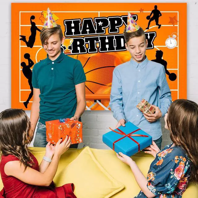 Alt view image 6 of 7 - 71''x43'' Basketball Birthday Party Banner Background, Basketball Birthday Party Backdrop for Basketball Party Decorations