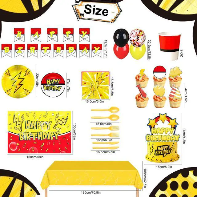 Alt view image 3 of 7 - Cartoon Animation Birthday Party Supplies, 98 Pcs Cartoon Animation Party Decorations Tableware Set Including Cartoon Animation Banner Plates Cups Napkins etc Cartoon Lightning Birthday Party Supplies