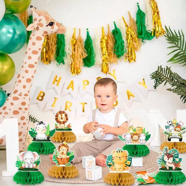 Alt view image 3 of 6 - Safari Animal Honeycomb Centerpieces, 9 Pcs Baby Jungle Animals Honeycomb Centerpieces, Jungle Animals Honeycomb Table Toppers Safari Baby Shower Centerpieces for Jungle Baby Shower Decorations