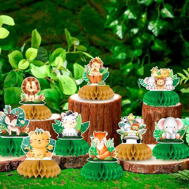 Alt view image 4 of 6 - Safari Animal Honeycomb Centerpieces, 9 Pcs Baby Jungle Animals Honeycomb Centerpieces, Jungle Animals Honeycomb Table Toppers Safari Baby Shower Centerpieces for Jungle Baby Shower Decorations