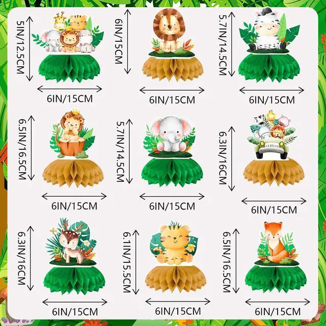 Alt view image 6 of 6 - Safari Animal Honeycomb Centerpieces, 9 Pcs Baby Jungle Animals Honeycomb Centerpieces, Jungle Animals Honeycomb Table Toppers Safari Baby Shower Centerpieces for Jungle Baby Shower Decorations