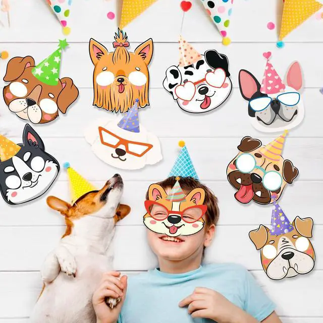 Alt view image 5 of 6 - 12 Pcs Dog Puppy Party Favor Masks, Puppy Party Mask Dog Birthday Masks for Costume Cosplay Supplies Puppy Birthday Decorations