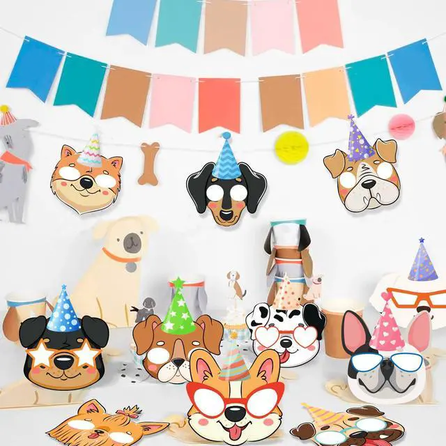 Alt view image 2 of 6 - 12 Pcs Dog Puppy Party Favor Masks, Puppy Party Mask Dog Birthday Masks for Costume Cosplay Supplies Puppy Birthday Decorations