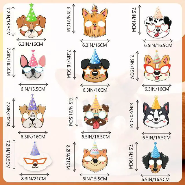 Alt view image 6 of 6 - 12 Pcs Dog Puppy Party Favor Masks, Puppy Party Mask Dog Birthday Masks for Costume Cosplay Supplies Puppy Birthday Decorations