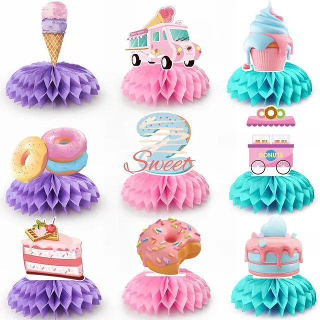 Main image of Donut Honeycomb Centerpieces, 9pcs Donut Party Honeycomb Centerpieces, Donut Table Honeycomb Centerpieces Donut Two Sweet Honeycomb Centerpieces Party Decor for Donut Baby Shower Donut Birthday Party