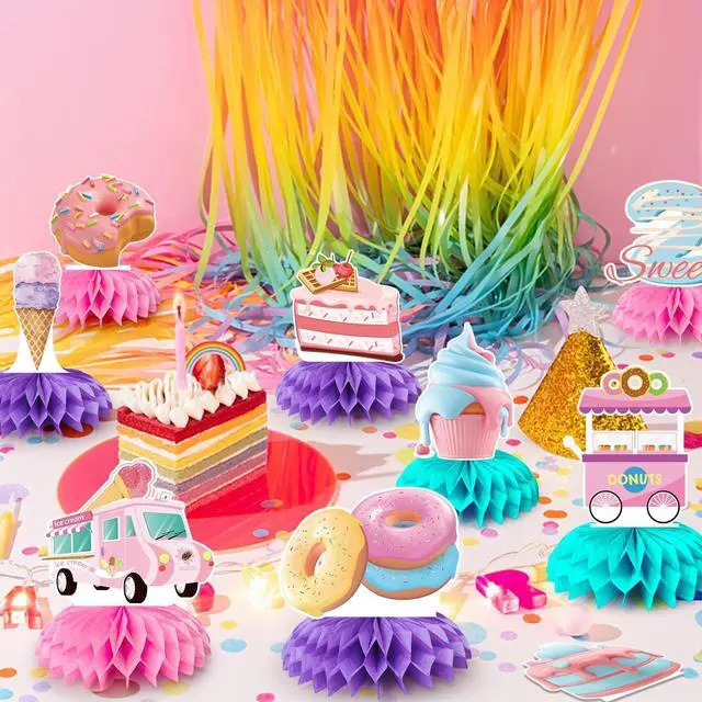 Alt view image 2 of 6 - Donut Honeycomb Centerpieces, 9pcs Donut Party Honeycomb Centerpieces, Donut Table Honeycomb Centerpieces Donut Two Sweet Honeycomb Centerpieces Party Decor for Donut Baby Shower Donut Birthday Party