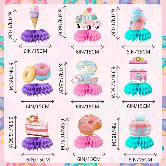 Alt view image 6 of 6 - Donut Honeycomb Centerpieces, 9pcs Donut Party Honeycomb Centerpieces, Donut Table Honeycomb Centerpieces Donut Two Sweet Honeycomb Centerpieces Party Decor for Donut Baby Shower Donut Birthday Party