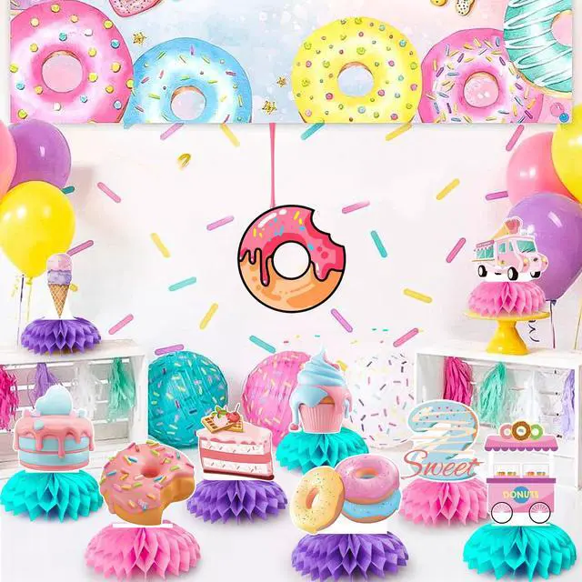 Alt view image 4 of 6 - Donut Honeycomb Centerpieces, 9pcs Donut Party Honeycomb Centerpieces, Donut Table Honeycomb Centerpieces Donut Two Sweet Honeycomb Centerpieces Party Decor for Donut Baby Shower Donut Birthday Party