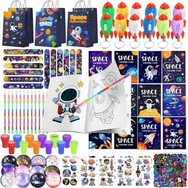 Main image of 146 Pcs Space Party Favors Bags Fillers Include Outer Space Goodie Bags Bracelets Solar System Coloring Books etc for Astronaut Party Decorations Supplies