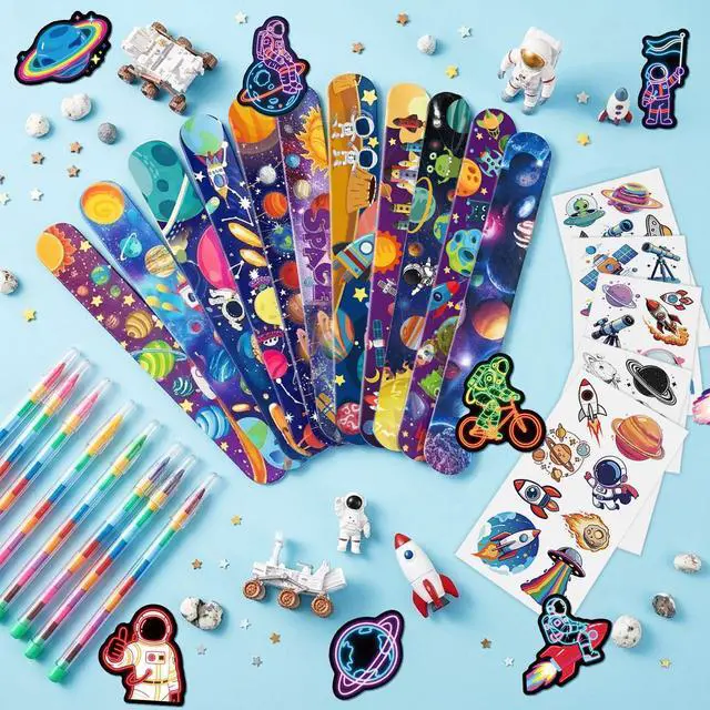 Alt view image 5 of 7 - 146 Pcs Space Party Favors Bags Fillers Include Outer Space Goodie Bags Bracelets Solar System Coloring Books etc for Astronaut Party Decorations Supplies