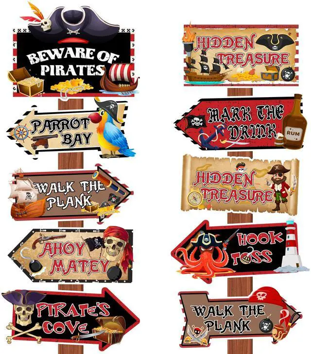 Main image of Pirate Party Yard Signs, 20pcs Pirate Party Signs Decorations Banner Pirates Party Directional Signs for Pirate Birthday Party Decor Supplies