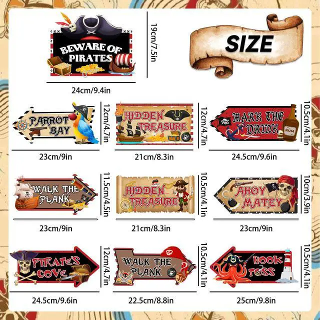 Alt view image 3 of 7 - Pirate Party Yard Signs, 20pcs Pirate Party Signs Decorations Banner Pirates Party Directional Signs for Pirate Birthday Party Decor Supplies