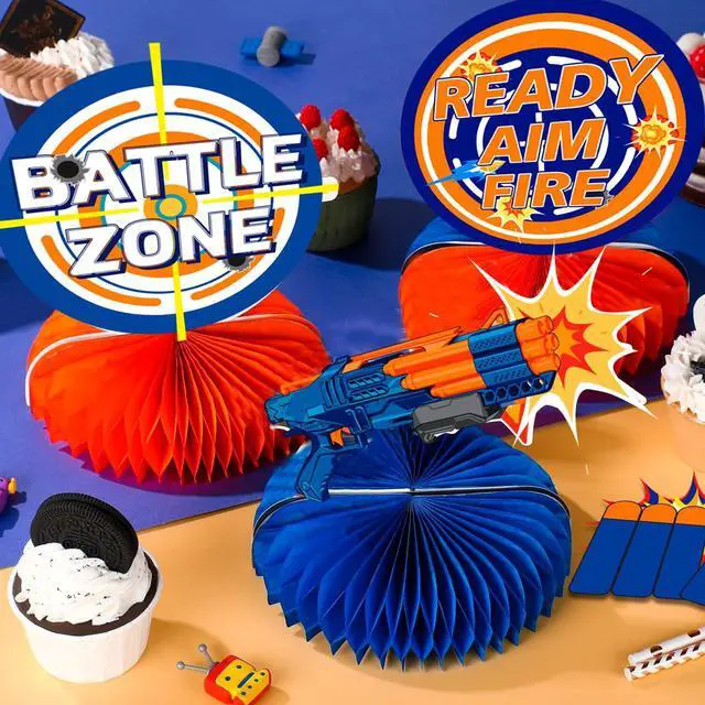 Alt view image 2 of 6 - Dart War Gun Party Honeycomb Centerpieces, 9pcs Dart War Centerpiece for Table, Dart War Birthday Honeycomb Centerpieces, Dart Battle Honeycomb Centerpieces for Dart War Birthday Party Decorations