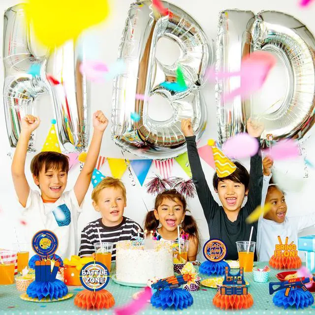 Alt view image 4 of 6 - Dart War Gun Party Honeycomb Centerpieces, 9pcs Dart War Centerpiece for Table, Dart War Birthday Honeycomb Centerpieces, Dart Battle Honeycomb Centerpieces for Dart War Birthday Party Decorations